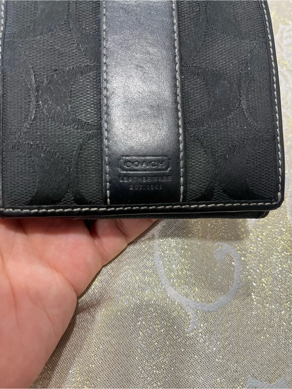 Vintage Y2K-era Coach Signature Jacquard & Leather French Bifold Wallet